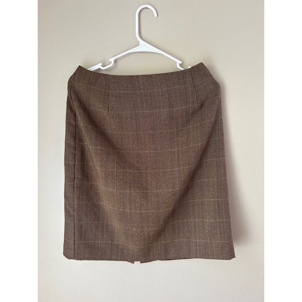 ALIA‎ Brown Plaid Career Pencil Skirt Women's 6 Dark Academia Preppy Normcore